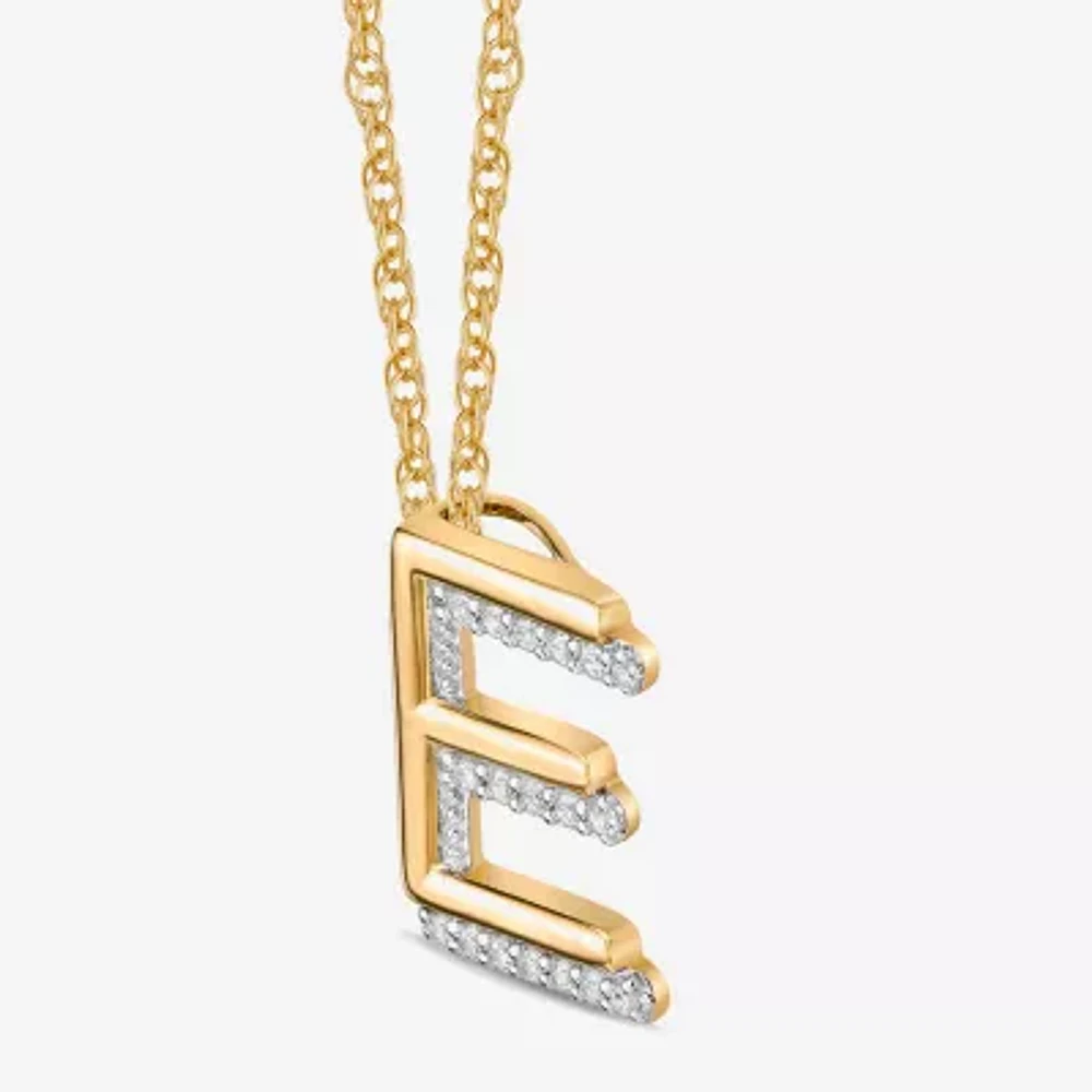 Initial Womens 1/10 CT. T.W. Natural White Diamond 10K Gold Pendant Necklaces