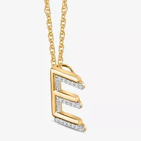 Initial Womens 1/10 CT. T.W. Natural White Diamond 10K Gold Pendant Necklaces