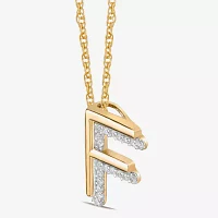 Initial Womens 1/10 CT. T.W. Natural White Diamond 10K Gold Pendant Necklace