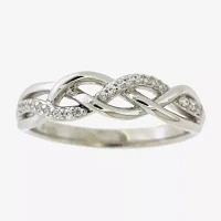 Womens 1/10 CT. T.W. Natural White Diamond Sterling Silver Cocktail Ring