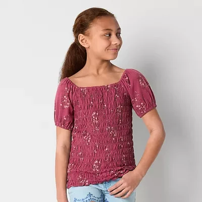 Thereabouts Little & Big Girls Square Neck Short Sleeve Blouse