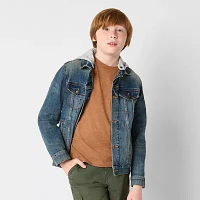 Thereabouts Little & Big Boys Denim Hooded Midweight Trucker Jacket