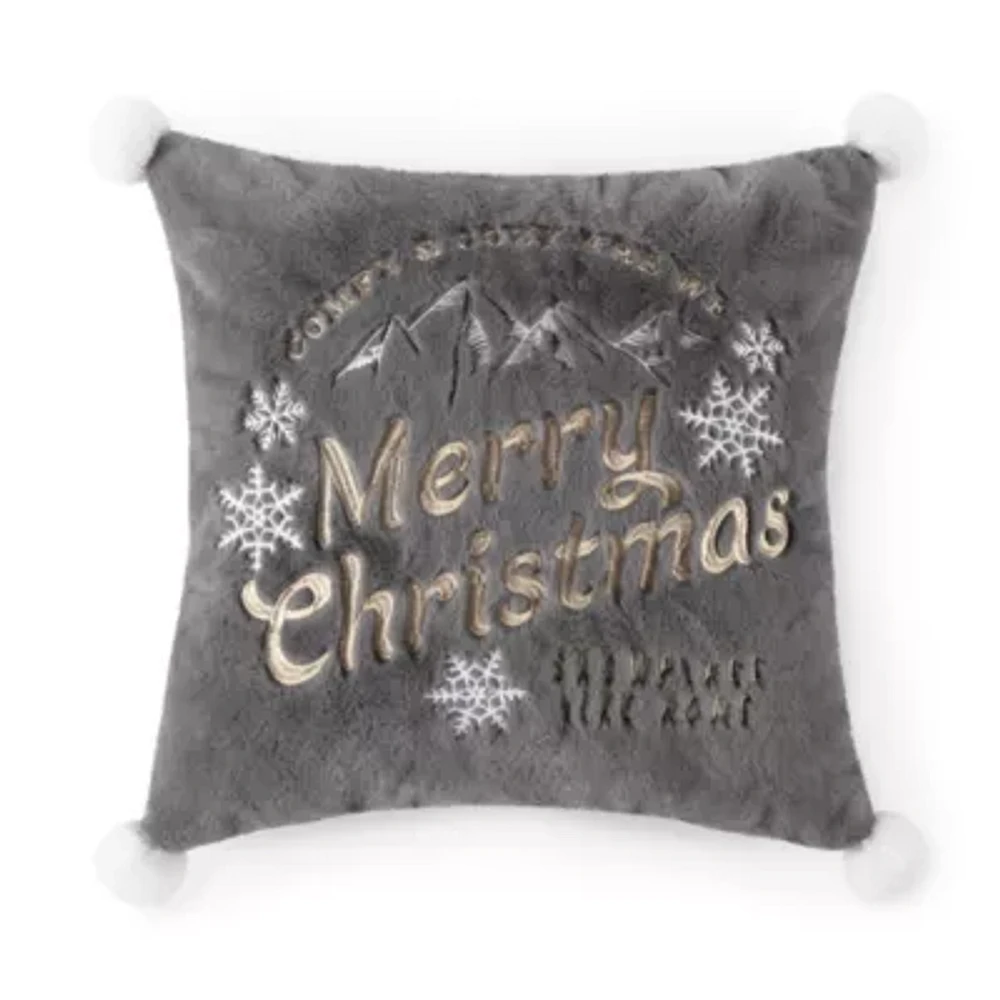 North Pole Trading Co. Merry Christmas Square Throw Pillow