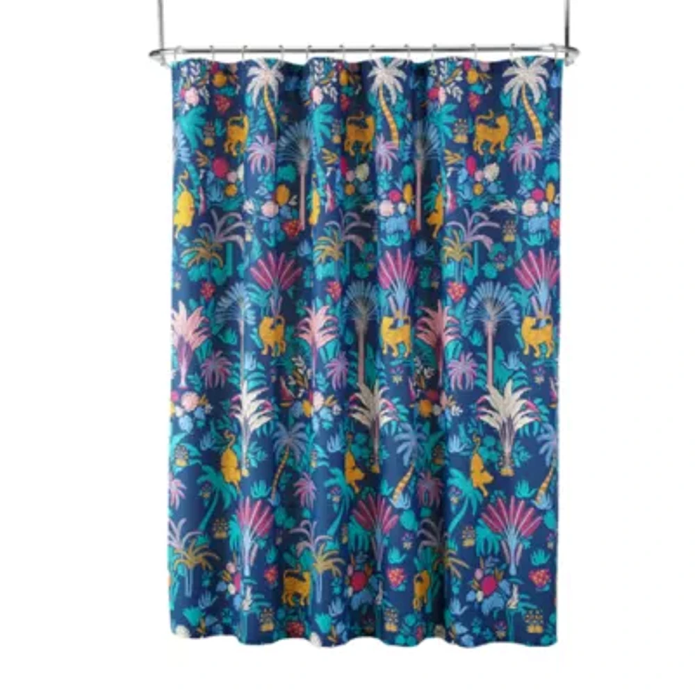 Distant Lands Blue Jungle Shower Curtain