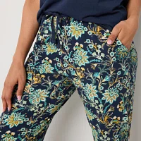 Liz Claiborne Womens 2-pc. Henley Neck Short Sleeve Capri Pajama Set