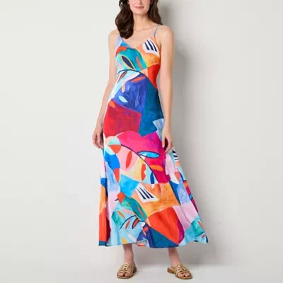 Be by CHETTA B Womens Sleeveless Abstract Maxi Dress