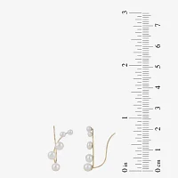 Cultured Freshwater Pearl and 14K Yellow Gold Crawler Earrings