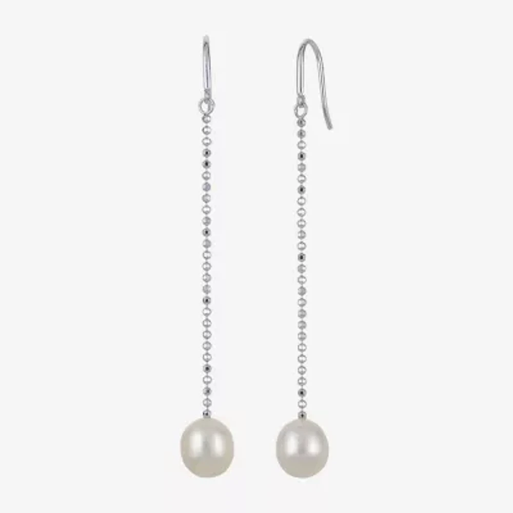 9-10Mm Cultured Freshwater Pearl Sterling Silver Earrings