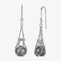 8-9Mm Genuine Tahitian Pearl Sterling Silver Earrings