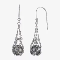 8-9Mm Genuine Tahitian Pearl Sterling Silver Earrings