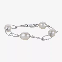 8.5-9Mm Cultured Freshwater Pearl Sterling Silver Bracelet