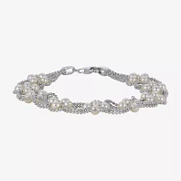 Cultured Freshwater Pearl Sterling Silver Lace Bracelet