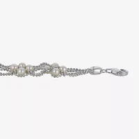 Cultured Freshwater Pearl Sterling Silver Lace Bracelet