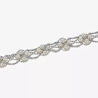 Cultured Freshwater Pearl Sterling Silver Lace Bracelet