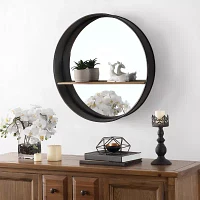 Safavieh 24" X 24" Black Bonni Wall Mount Round Wall Mirror