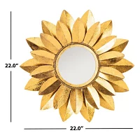 Safavieh 22" X 22" Gold Larcen Wall Mount Sunburst Wall Mirror