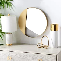 Safavieh 16" X 16" Gold Round Bryley Wall Mount Round Wall Mirror