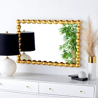 Safavieh 25" X 37.5" Gold Rectangle Rynne Wall Mount Rectangular Wall Mirror