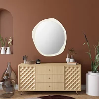 Safavieh 29" X 30" White Round Rafla Wall Mount Round Wall Mirror