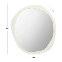 Safavieh 29" X 30" White Round Rafla Wall Mount Round Wall Mirror