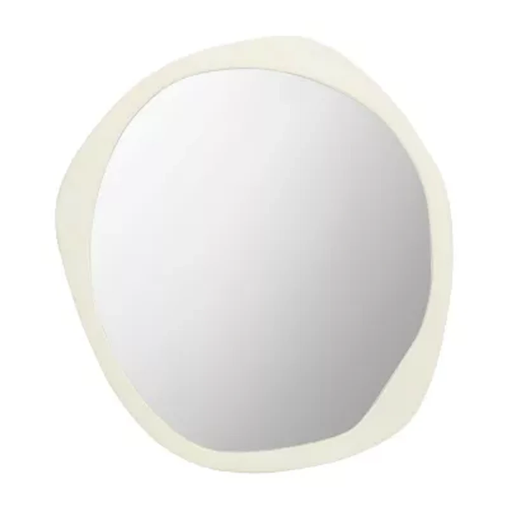 Safavieh 29" X 30" White Round Rafla Wall Mount Round Wall Mirror