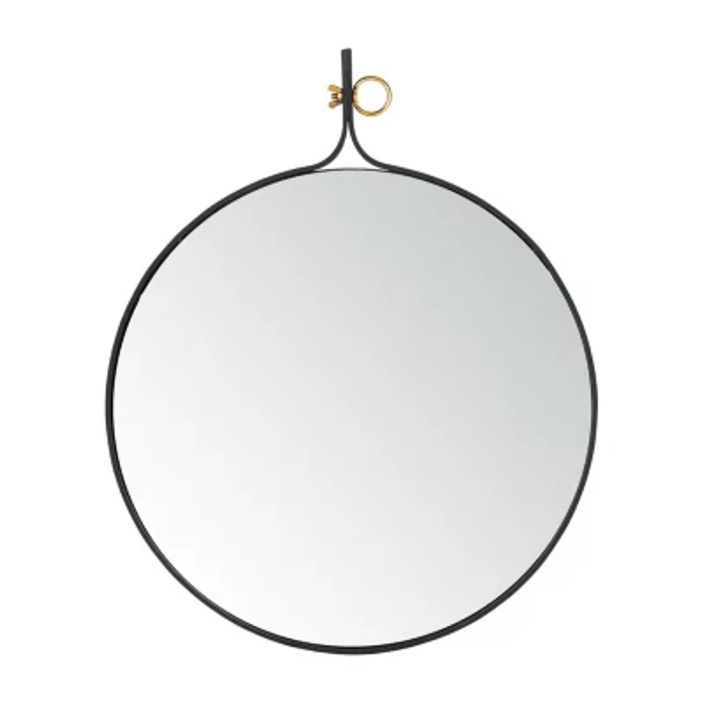 Safavieh 24" X 29.5" Black Chandlen Wall Mount Round Wall Mirror