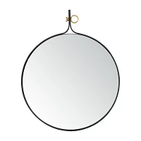 Safavieh 24" X 29.5" Black Chandlen Wall Mount Round Wall Mirror