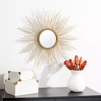 Safavieh 26" X 26" Gold Sunburst Nahia Wall Mount Sunburst Wall Mirror