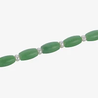 Cultured Freshwater Pearl & Genuine Jade Sterling Silver Bracelet