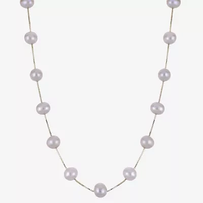 Womens Pink Cultured Freshwater Pearl 14K Gold Strand Necklace