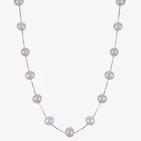 Womens Cultured Freshwater Pearl 14K Gold Strand Necklace