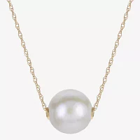 10K Gold Cultured Freshwater Pearl Solitaire Necklace