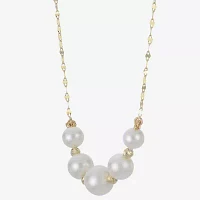 Womens Cultured Freshwater Pearl 14K Gold Strand Necklace