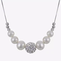 Womens White Cultured Freshwater Pearl Sterling Silver Pendant Necklace