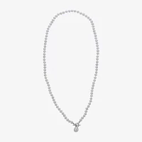 Womens White Cultured Freshwater Pearl Sterling Silver Strand Necklace