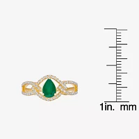 Womens 1/ CT. T.W. Genuine Green Emerald 10K Gold Cocktail Ring