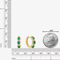 1/4 CT. T.W. Genuine Green Emerald 10K Gold 15.5mm Hoop Earrings