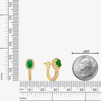 3/8 CT. T.W. Genuine Green Emerald 10K Gold Drop Earrings