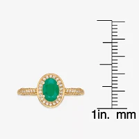 Womens 1/3 CT. T.W. Genuine Green Emerald 10K Gold Cocktail Ring