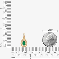 Womens 1/6 CT. T.W. Genuine Green Emerald 10K Gold Pendant Necklace