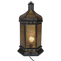 21.5'' Black and Gold Moroccan Style Lantern Table Lamp