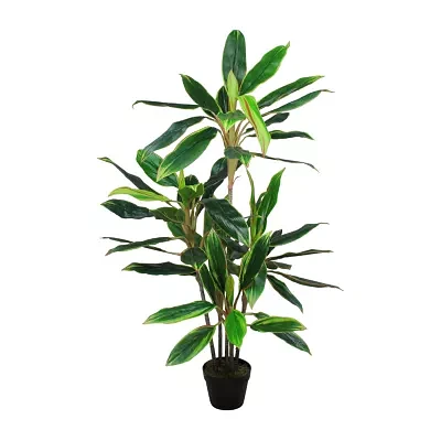 55'' Green and Red Potted Two Tone Dracaena Artificial Plant