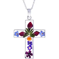 Womens Sterling Silver Cross Pendant Necklace