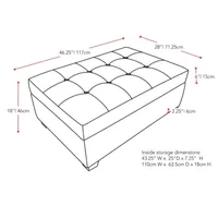 Corliving Antonio Upholstered Storage Ottoman