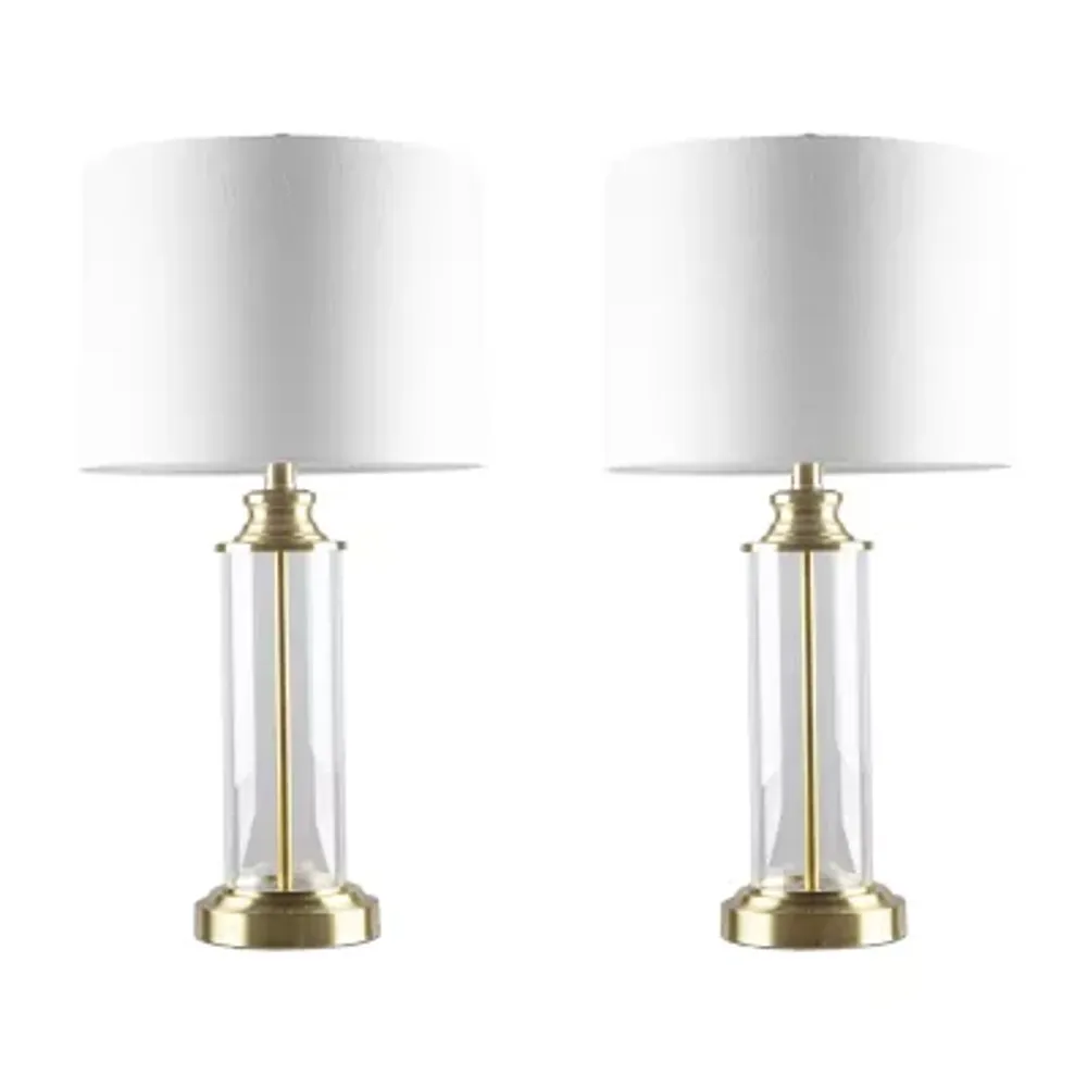 Gold 510 Design Clarity Glass Cylinder Table Lamp Set of 2