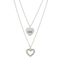 Sparkle Allure You & Me Love 2-pc. Cubic Zirconia Pure Silver Over Brass 16 Inch Link Heart Necklace Set