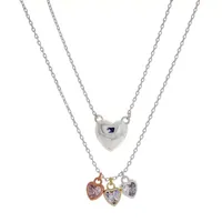 Sparkle Allure You & Me 2-pc. Cubic Zirconia Pure Silver Over Brass 16 Inch Link Heart Necklace Set