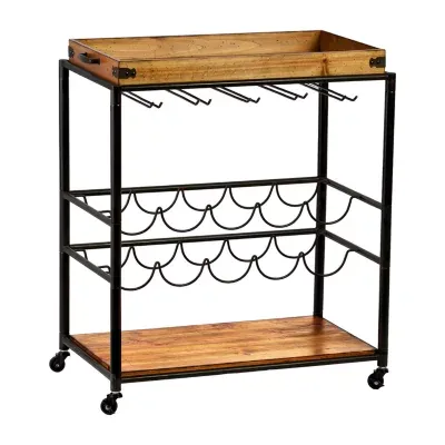 Brabarred Wood-Top Serving Cart