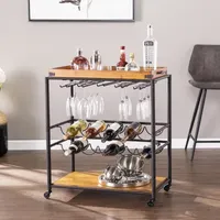 Brabarred Wood-Top Serving Cart