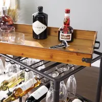 Brabarred Wood-Top Serving Carts